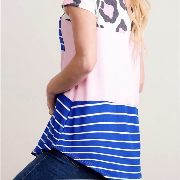Leopard Color Block Tee - Picture 2 of 6